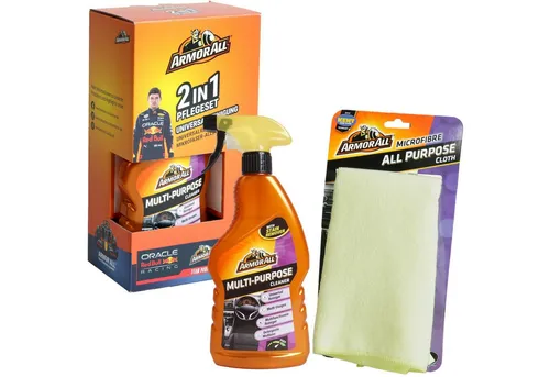 Armor All 2in1 Set Universal-Reiniger + Mikrofaser-Tuch Kunststoffreiniger (Spar-Set, [- 2in1 Pflegeset Auto Innen-Reinigung Außen-Reinigung Kunststoff-Reiniger Alzweck-Tuch)