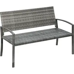 Outsunny Rattansessel - grau, B122 x T60 x H85cm - Gartenbänke mit robustem Stahlrahmen und handgeflochtenem Kunstrattan für hohen Sitzkomfort und Witterungsbeständigkeit. Ideal für entspannte Momente im Freien!
