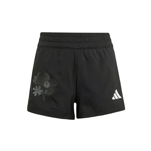 adidas Unisex Kids Train Essentials Flower-Print Kids Shorts Black/Grey Five 164