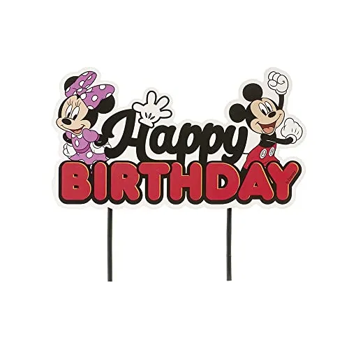 dekora - Kuchendeko Geburtstag | Happy Birthday Cake Topper Mickey und Minnie Mouse aus Papier - 17,5 x 15 cm