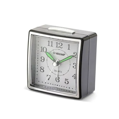 Velamp Nachttischwecker, geräuschloser analoger Quarzwecker mit Licht, ohne Ticken, Schlichter Tischwecker mit Schlummerfunktion, geeignet für Schlafzimmer, Schreibtische, Reisen...