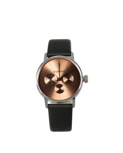 Gigandet Quarzuhr Armbanduhr Damen Multifunktion Datum Edelstahl Leder Braun G38-009, Mineralglas, Tag- und Datumsanzeige, 24-Std. Anzeige