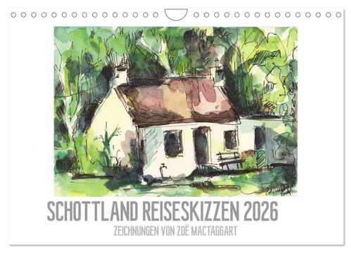 Schottland Reiseskizzen (Wandkalender 2026 DIN A4 quer), CALVENDO Monatskalender