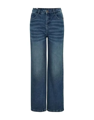OPUS Damen Wide Leg Jeans MIVY Sky Blue Black, 44 L31 - Jeans für moderne Frauen mit hohem Tragekomfort, High Rise und lässigem Wide Fit. Zeitloses Design aus hochwertiger Baumwolle für stilvolle Outfits.