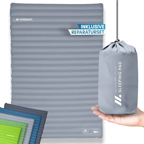 NORDMUT® Isomatte Selbstaufblasend 2 Personen - Ultra komfortable Camping Matratze - Isomatten für 2 Personen, ultra komfortabel mit 10 cm Höhe, selbstaufblasend und wetterbeständig – ideal für entspannte Nächte im Freien.