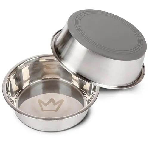 Rudelkönig Futternapf Edelstahlnapf 2x 900 / 1750ml Napfset Hundenapf, Futternapf rutschfest, Edelstahl, Spülmaschinenfester Hundenapf