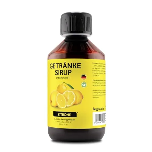 hCGC Immunsystem Sirup - SpeedBoost 250ml, Vegan - Zuckerfreies Getränkekonzentrat für 12,5L Fertiggetränk - Fruchtsirup Immunsystem Booster mit Vitaminen & L-Carnitin | Zitrone