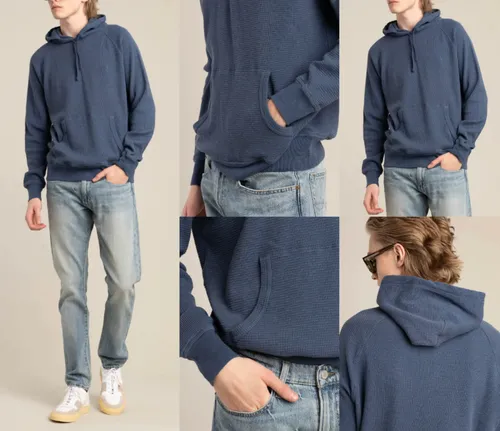 POLO RALPH LAUREN Waffle Knit Hoodie Pullover Sweater Sweatshirt Jumper Pulli S