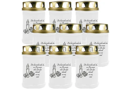 HS Candle Grabkerze (9-tlg), Grabkerze Brenndauer 40 Stunden viele vers. Variationen und Motive