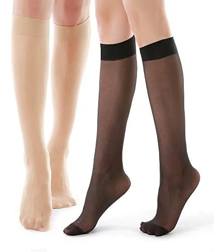 WAKUNA 9 paires de chaussettes montantes au genou en nylon pour jupe d'étudiant robe de fille unie accessoire de fête bas de cuisse transparents
