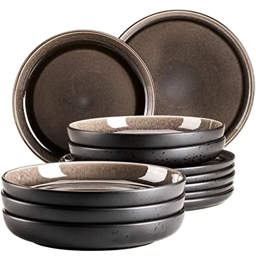 MÄSER Niara 12-teiliges Teller Set für 6 Personen in grau von Mäser