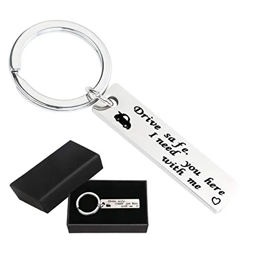 EDATOFLY Drive Safe - Schlüsselanhänger aus Edelstahl Schlüsselbund Personalisierte Kreative Schlüsselring Geschenk für Vater, Ehemann, Freund (C-Silber)