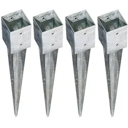 BURI Pfostenträger 4x Bodenhülse 7x7 cm - Pfostenträger aus robustem Metall, ideal für stabile Zaun- und Gartenkonstruktionen.