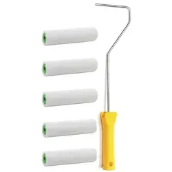 5er Set Ersatzwalze Magic Samt 10 cm + Farbrollenbügel Malerwalze Farbroller Farbwalze Farbroller Streichrolle Malerrolle