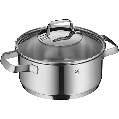 WMF Belmonte Kochtopf klein 20cm - Kochtopf aus Cromargan Edelstahl, 2,5l Volumen, mit Glasdeckel für energieeffizientes Kochen und optimale Wärmeverteilung - ideal für alle Herdarten!