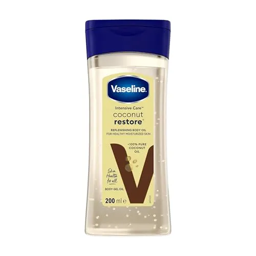 Vaseline Intensive Care Körperöl Coconut Restore für gesunde, mit Feuchtigkeit versorgte Haut. Regenerierendes Körpergelöl aus 100% reinem Kokosnussöl, (1 x 200ml)
