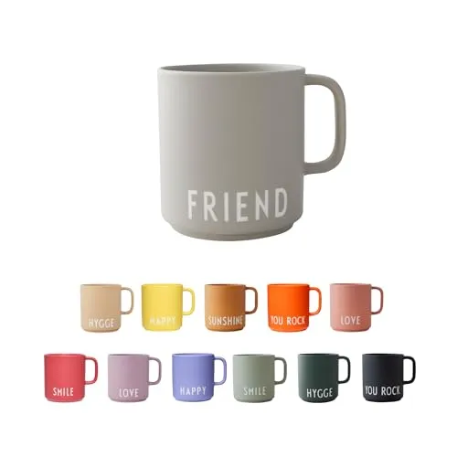 Design Letters Kaffeebecher Porzellan Grau FRIEND 250 Ml in grau von DESIGN LETTERS