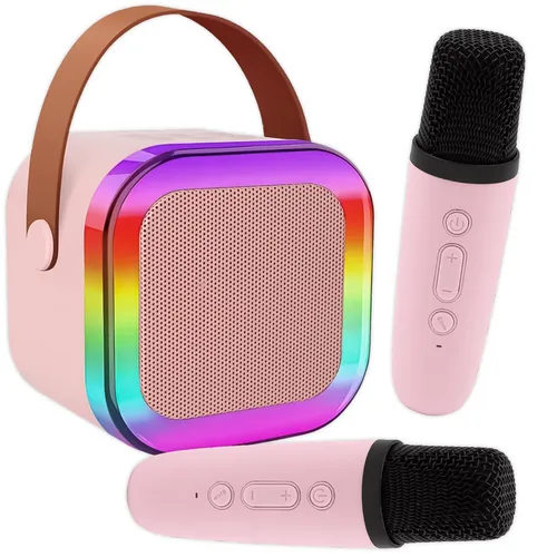 KRUMAD Bluetooth Karaoke Maschine Kinder Lautsprecher mit Mikrofon LED Licht