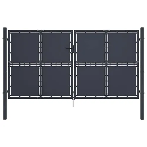 vidaXL Doppeltor Gartentor 300x200cm Anthrazit aus Stahl - Flügeltor aus robustem Stahl für langlebige Sicherheit und Privatsphäre, ideal als eleganter Eingang zu Ihrem Garten oder Grundstück.