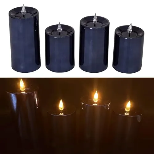 Online Fuchs 4 LED Kerzen Set mit Timer in blau von Online Fuchs