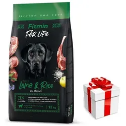 FITMIN dog For Life Lamb & Rice 12 kg - Hochwertiges Hundefutter - Hundefutter für ausgewachsene Hunde aller Rassen, mit schmackhaftem Lamm und Reis für eine ausgewogene Ernährung.