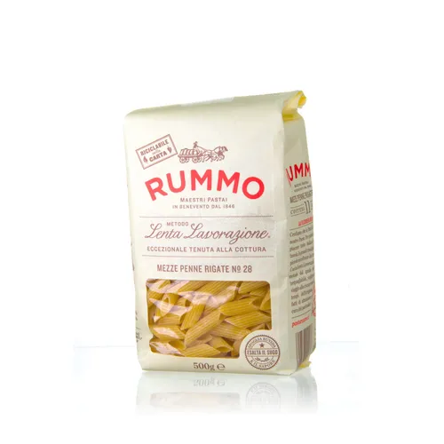 Rummo Mezze Penne Rigate No. 28 - Pasta aus Hartweizengrieß Nudeln 500g