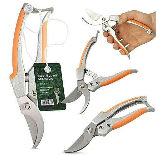 Gartenschere Verzinkt Edelstahl Bypass Klinge 25mm Langlebig Leicht Ergonomisch Rutschfester Griff Beschneiden Beschneiden Pflanzenpflege Gartenarbeit Unverzichtbar