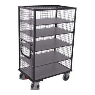 VARIOfit Etagenwagen SW-700.410/AG – 5 Etagen, 500 kg Tragkraft - Robuster Küchenwagen mit 5 Etagen, variabel einsetzbaren Böden und EasySTOP Bremse. Ideal für Lager und Werkstätten – praktische Mobilität und hohe Tragfähigkeit!