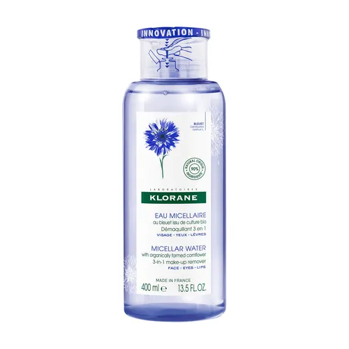 Klorane Kornblumen Mizellenwasser 400ML - Sanfter Gesichtsreiniger für alle Hauttypen. Mit 400 ml Inhalt entfernt es Make-up effektiv und sorgt für ein frisches Hautgefühl.