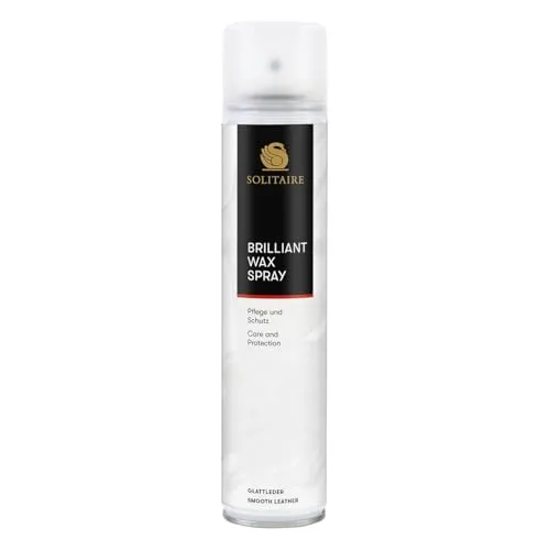 SOLITAIRE Brilliant Wax Spray 200 ml Schützendes Pflegespray für alle feinen und genarbten sowie für gebrushte und gewachste Leder Wachs-Spray mit Bienenwachs und Kokosöl für große Flächen und Schuhe