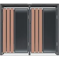 WESTMANN Mülltonnenbox Status 2 - Stylische Lösung für Mülltonnen - Mülltonnenboxen für 2x240 L, modernes Design mit Stahl und Holzoptik, schützt vor Sonne und Ungeziefer für ein hygienisches Umfeld.