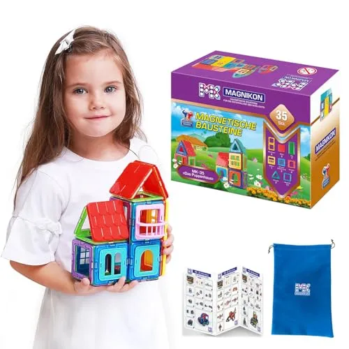 MAGNIKON Magnetische Bausteine Puppenhaus, 35 Teile