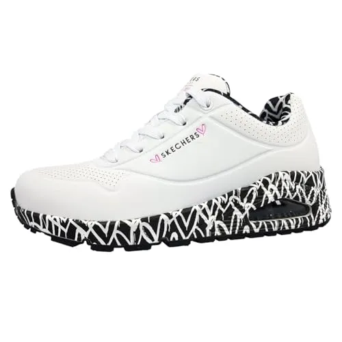 Skechers Damen Sneakers - Weiß/Schwarz, 37 EU - Damen-Sneaker aus synthetischem Leder, bequem und stylisch für den Alltag.