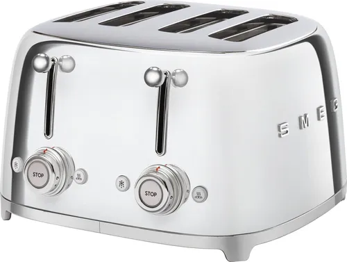Smeg TSF03SSEU (chrom) 4-Schlitz Toaster - Toaster mit 4 Schlitzen, elegantes Design in Chrom und perfekte Röstung für große Familienfrühstücke.