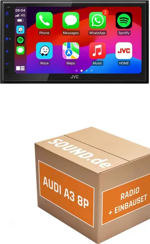 JUST SOUND best choice for caraudio Autoradio JVC KW-M695DBW für den Audi A3 8P Lenkrad CarPlay Wireless Autoradio (Freisprecheinrichtung) schwarz