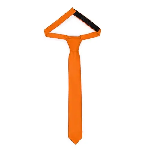 Ladeheid Kinder Krawatte für Jungen - Eleganter matter Look, Vorgebunden mit einem Klettverschluß, Perfekt für besondere Anlässe - Stilvolle Ansteckkrawatte TKM (31cm x 4cm, Orange)