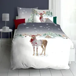 TRAUMSCHLAF Bettwäsche Weihnachtshirsch, 2-teilig in grau von Traumschlaf