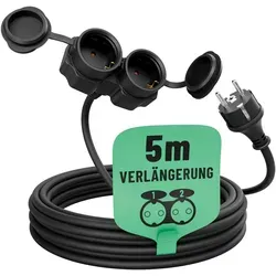 greate 2fach Verlängerungskabel außen 5 Meter - wasserdicht IP44 - Verlängerungskabel für außen, hochflexibel und robust mit IP44-Schutzklasse, ideal für Gartenbeleuchtung und Baustellen.