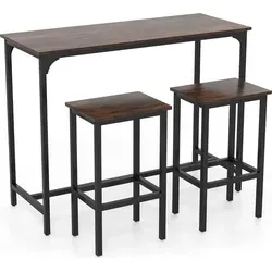 Esstisch-Set in Thekenhöhe mit Tisch und 2 Hockern, Braun