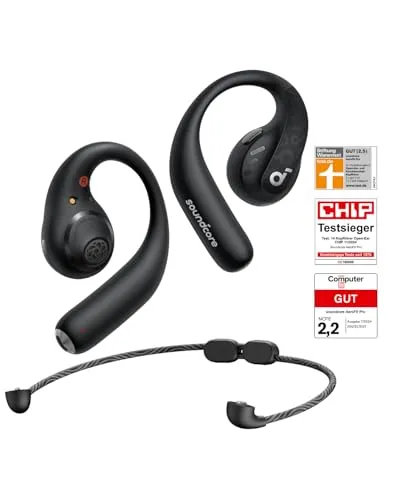 soundcore by Anker AeroFit Pro Open-Ear Kopfhörer - Open-Ear-Kopfhörer mit 46h Akku und LDAC-Technologie für intensiven Sound, ultra leichtes Design und IPX5 Wasserschutz - ideal für Sport und Alltag.