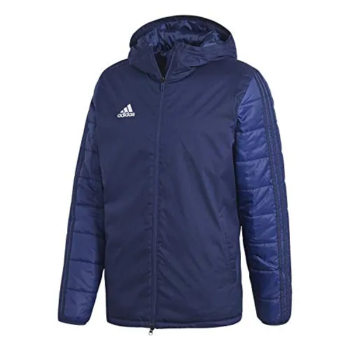 Adidas Herren Winter Jacket 18 - Dkblue/White, Slim Fit - Funktionsjacke mit warmer Polyesterpolsterung, ideal für kalte Tage. Ausgestattet mit Kapuze und praktischen Front-Zip-Taschen für zusätzlichen Komfort.