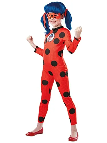 Rubies Miraculous Offizielles Kostüm für Kinder, Ladybug Miraculous + Plüschtier Tikki, Kostüm in Größe S, 3-4 Jahre Halloween