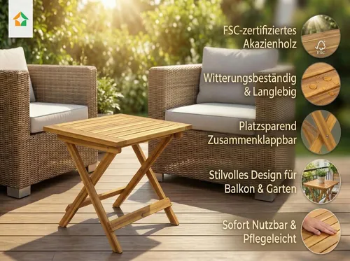 Akazienholz Gartenklapptisch 38 cm FSC-zertifiziert