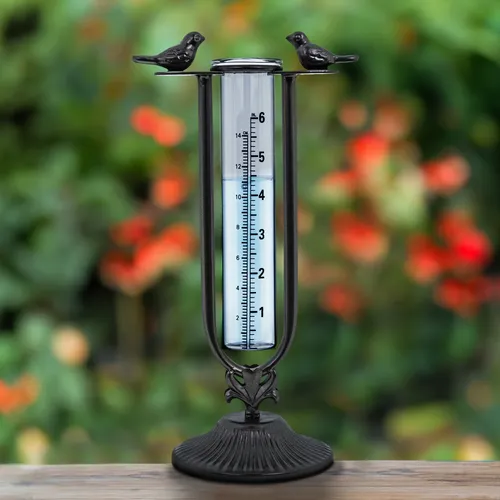 Regenmesser mit Standfuß aus massivem Alu Guss 14,5 x 9 x 29,5cm Regen Messer