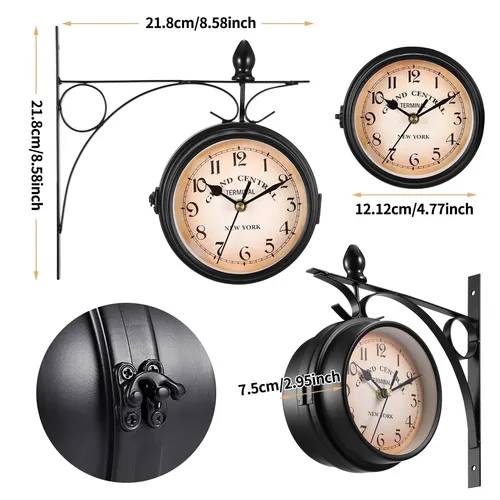 St. Leonhard zweiseitige Uhr - Wanduhr Retro mit zweiseitiger Anzeige für Zeit und Temperatur, nostalgisches Design mit 12 Vogelrufen zur vollen Stunde, ideal für ein gemütliches Zuhause.