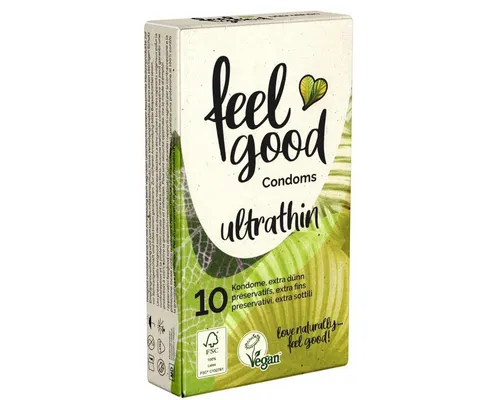 feelgood Condoms Kondome Ultrathin Packung mit, 10 St., Kondome ohne tierische Inhaltsstoffe, vegane, hauchzarte und ultradünne Kondome