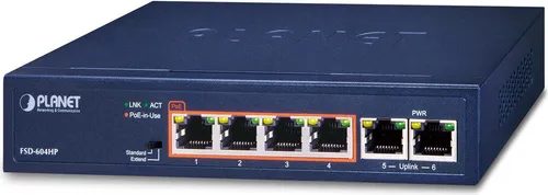 Planet 4-Port 10/100TX POE Switch FSD-604HP-SD in blau von Planet