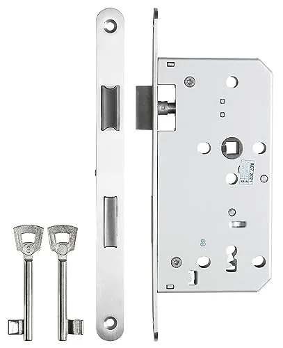 AGT Schließzylinder: Buntbart-Einsteckschloss für Zimmertüren, Falle und Riegel, DIN links (Türschloss WC, Zimmertürschloss Einsteckschloss, Türbeschläge)