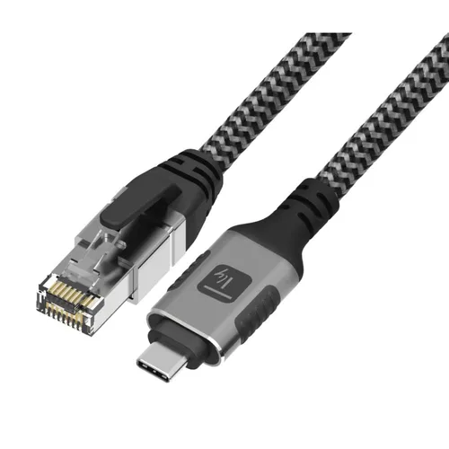 USB 3.2 Type-C Ethernet-Kabel 5m – 1 Gbit/s aktiv schwarz/silber