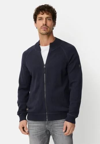 camel active Herren Strickjacke Dunkelblau mit Reißverschluss - Modische Strickjacke mit strukturierter Oberfläche und weichem Griff. Raglanärmel bieten optimale Bewegungsfreiheit. Ideal für lässige Outfits im Alltag.